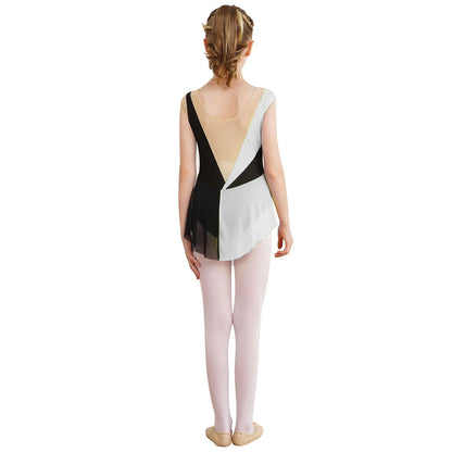 Kids Girls Sparkly Rhinestone Ballet Jersey Leotard Dress Toddler Gymnastics Artistic Figure Skating Dance Leotards Costume