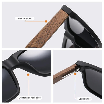 New Arrivals Black Wooden Polarized Sunglasses for Men Bamboo Sunglasses Red UV400 Lenses Fashion Driving Shades S5565