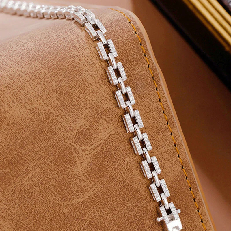 Luxury Designer Tank Chain Moissanite Bracelet for Women Party Wedding Fine Jewelry S925 Sterling Silver Diamond Bracelets
