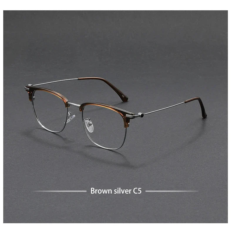 Fashion Vintage Teal Pure Titanium Eyeglasses Men and Women Computer Blue Blocking Myopia Customizable Prescription D8060