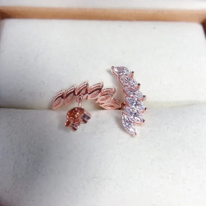 Luxury Solid Platinum PT950 18K gold rose gold Earrings Feather horse eye diamonds simple and elegant earrings with diamonds