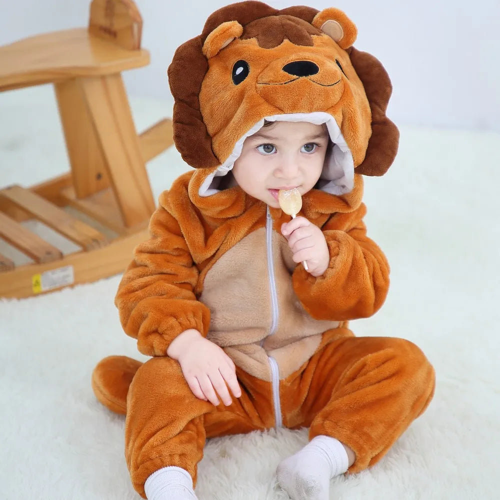 Cute Monkey Tiger Dinosaur Cosplay Costumes Boys Girls Toddler Animal Jumpsuit Baby Rompers Infant Clothes Pyjamas Kids Kigurumi