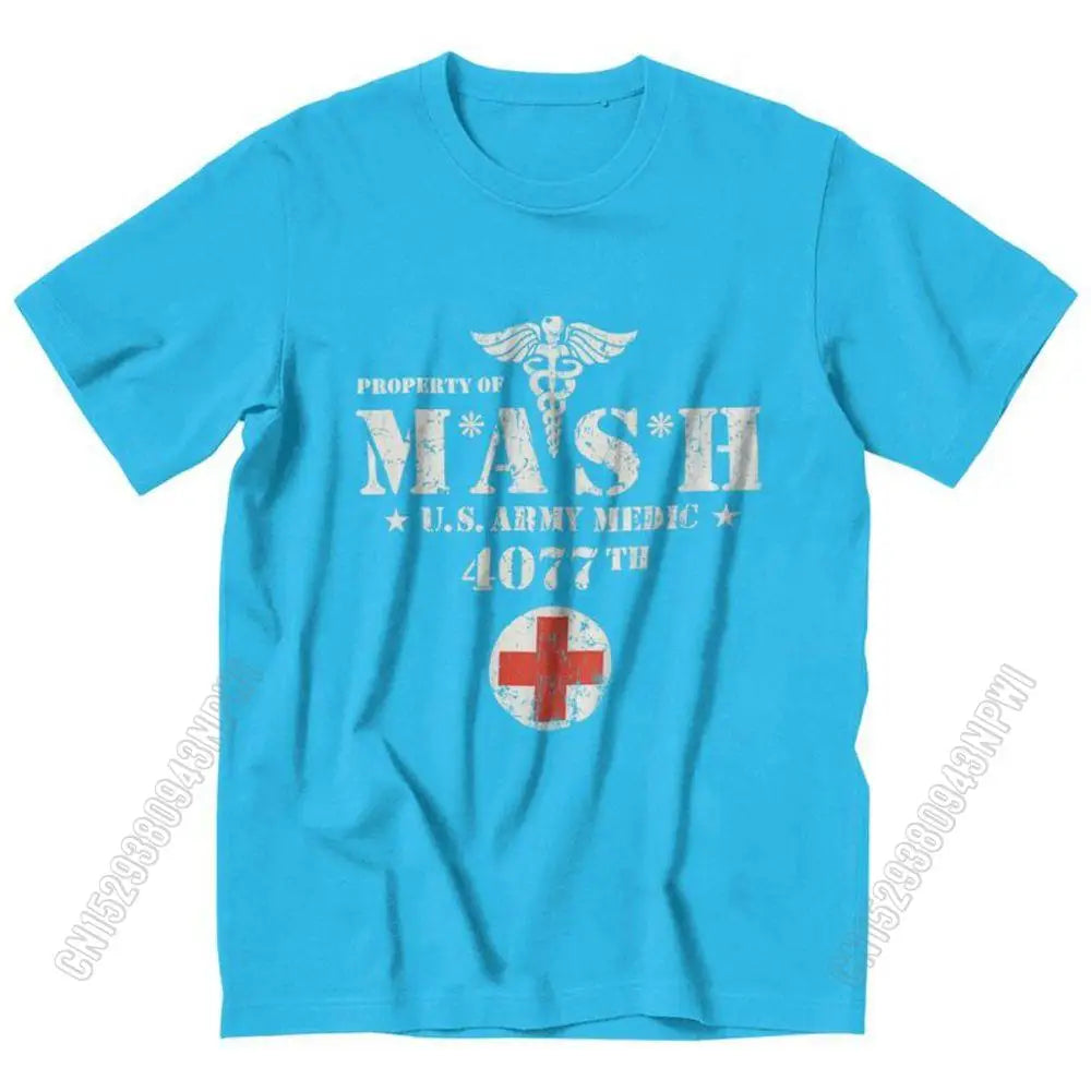 Vintage Mash Tv Show Men T Shirt 100% Cotton Tee Tshirts Summer T-Shirt Gift Women Unisex Clothes Novelty Design