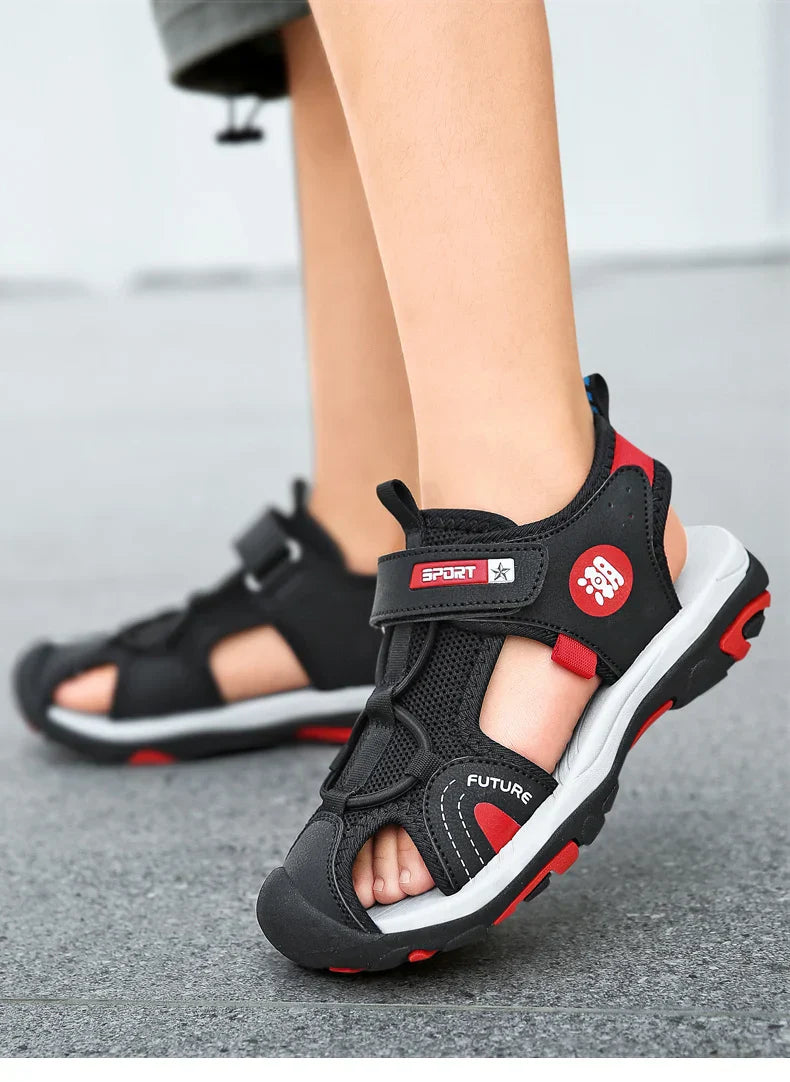 New Style Summer Beach Water Children Sandals Fashion Shoes Outdoor Non-slip Soft Bottom Shading Leather Boys Comfortable