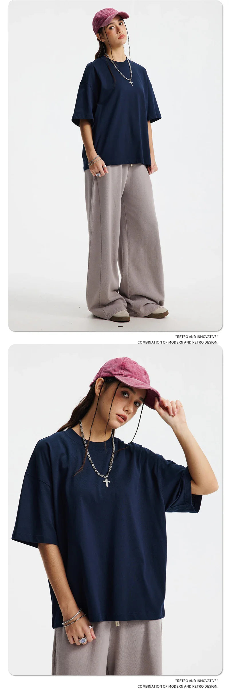 New Men Summer Boxy 275gsm Cotton T-Shirts Retro Unisex Oversized Short Version Basic T Shirt Brand Tees HY1070