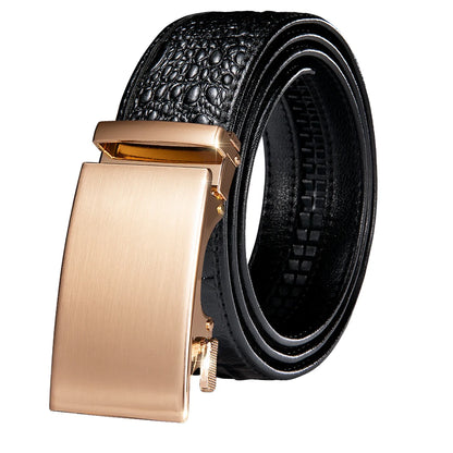 Crocodile Designer Luxury Genuine Leather Belts for Men Casual Jeans Belt Strap Gold Automatic Buckle Black Belt PD-2036
