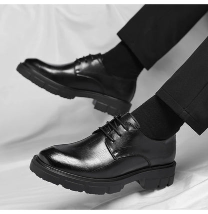 8-10cm Height Increasing Shoes for Men Platform Breathable Lift Casual Inside High Shoes Business Dress Elevator Leather Shoes