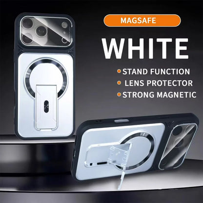 For iPhone 11 12 13 14 15 16 17 Pro Max Plus Case Compatible with MagSafe Invisible Stand Flip Camera  Matte Frosted Cover