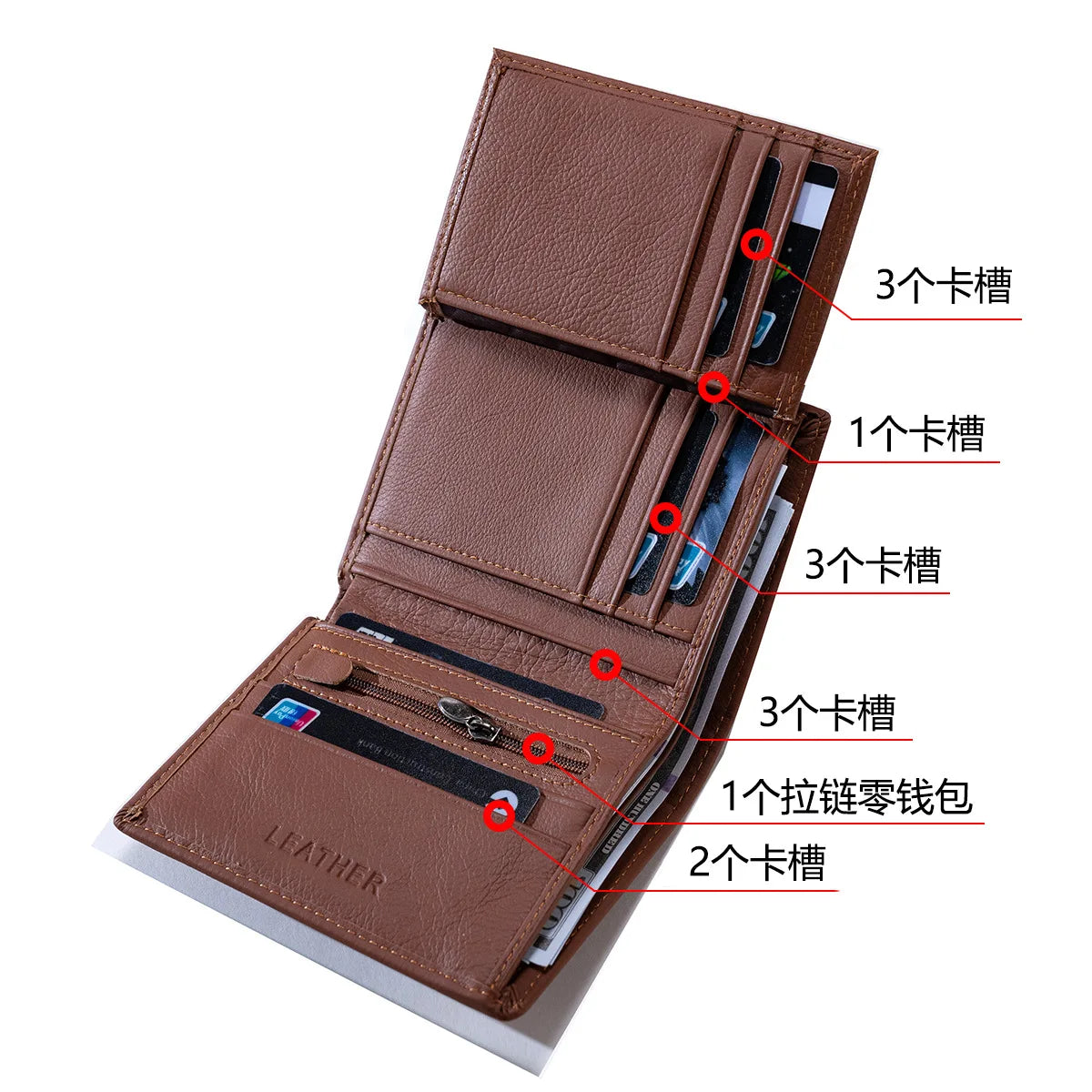 Men's Wallet Genuine Leather Wallets for Men Coin Purse Vintage Vertical Short Credit Card Holder Money Bag Men's RFID Wallet
