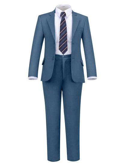 Boys Suit 3-Piece Jacket Pants Navy Yellow Pinstripe Tie Casual Fashion Wedding Birthday Party Size 4-16Y Teen Suit Tuxedo