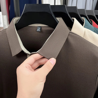 Autumn Hot Sales New Men's Polo Shirt High Quality Lapel Exquisite Print Long Sleeve T-Shirt Wrinkle Resistant Business Menswear