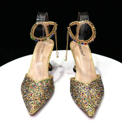 New Arrival Fashion Style Pointed Shoes Bag Soft Handle Bag Anklet Design Medium Heel Ladies Shoes Suitable for Wedding Party