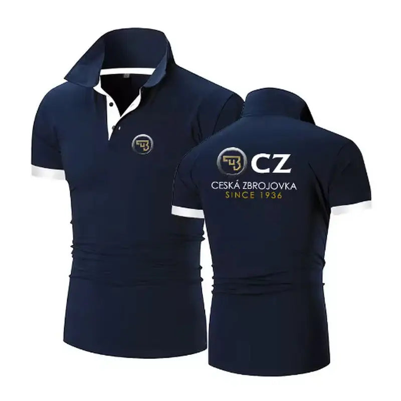 CZ Ceska Zbrojovka 2025 Men's New Summer Hot Sale Fashion Cotton Breathable Polos Shirt Casual Solid Color Slim Fit Top Clothing