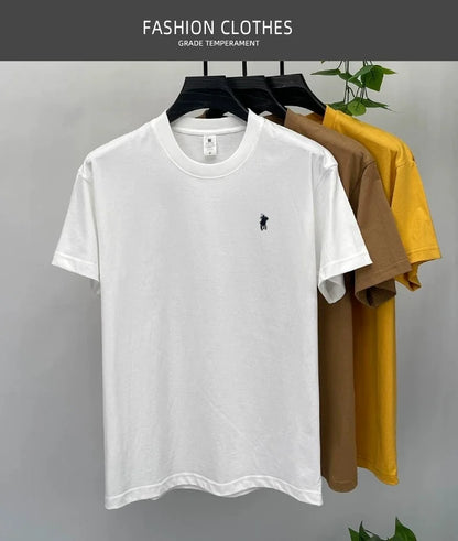 100% cotton high-end brand T-shirt short sleeve summer fashion classic pony embroidery round neck top luxury new Paul men's wear