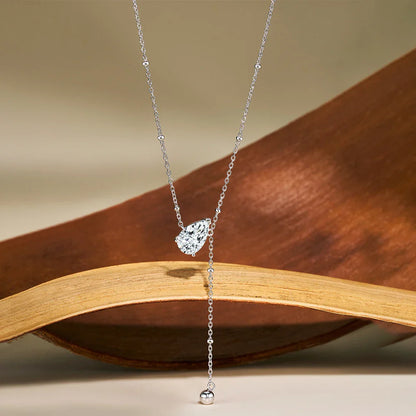 Certified 1/2/3Carat Waterdrop Moissanite Pendant Necklace For Woman S925 Silver Y-Style Pear Cut Solitaire Diamond Neckchain