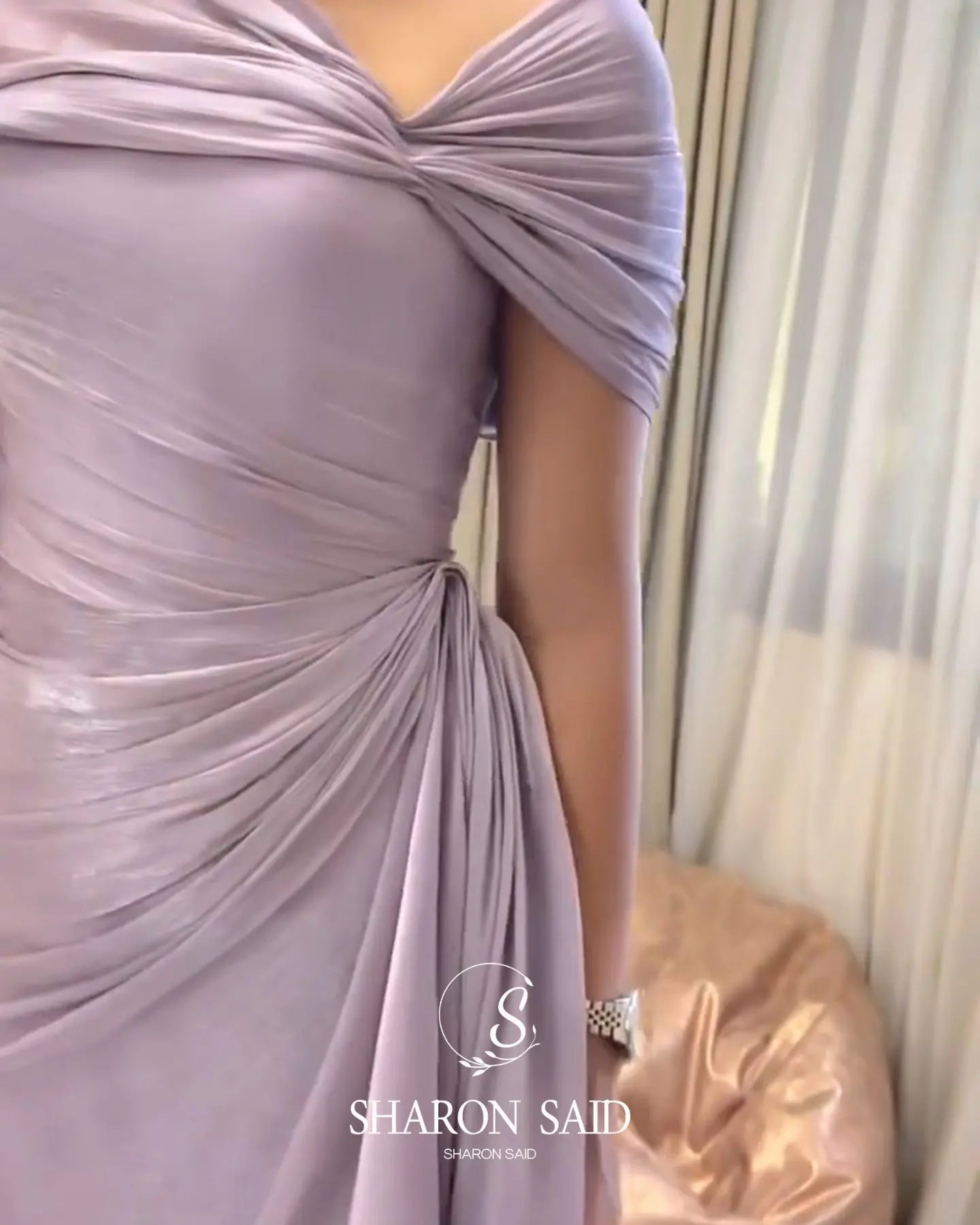 2026 Women's Elegant Evening Dresses with Draped Cape Formal Birthday Gown Pink One Shoulder Arabic SF199 Customized