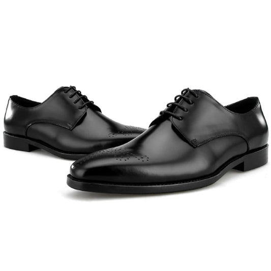 Italian Men's Genuine Leather Oxford Shoes Classic Gentleman Top Layer Cowhide Business Dress Shoes for Formal Occasions