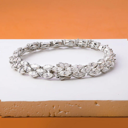 Bracelets de tennis en moissanite taille marquise 3*6 mm 0,3 ct avec certificat, bracelets de mariage en argent S925 pour femmes