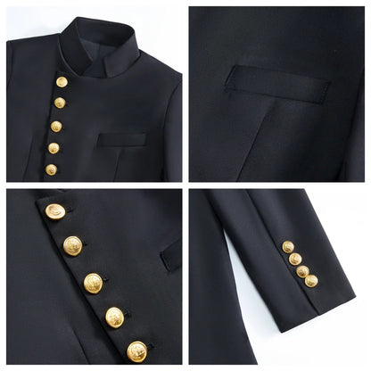 Stand Collar Kids Communion Suit Birthday Party Suits Jacket Pants Golden Buttons 3-14 Y Toddler Tuxedo