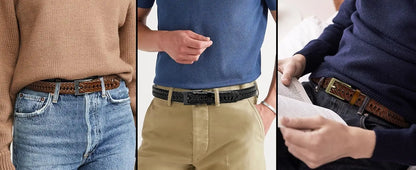 Leather Braided Belts for Mens Casual Woven Leather Belt for Dress Pants