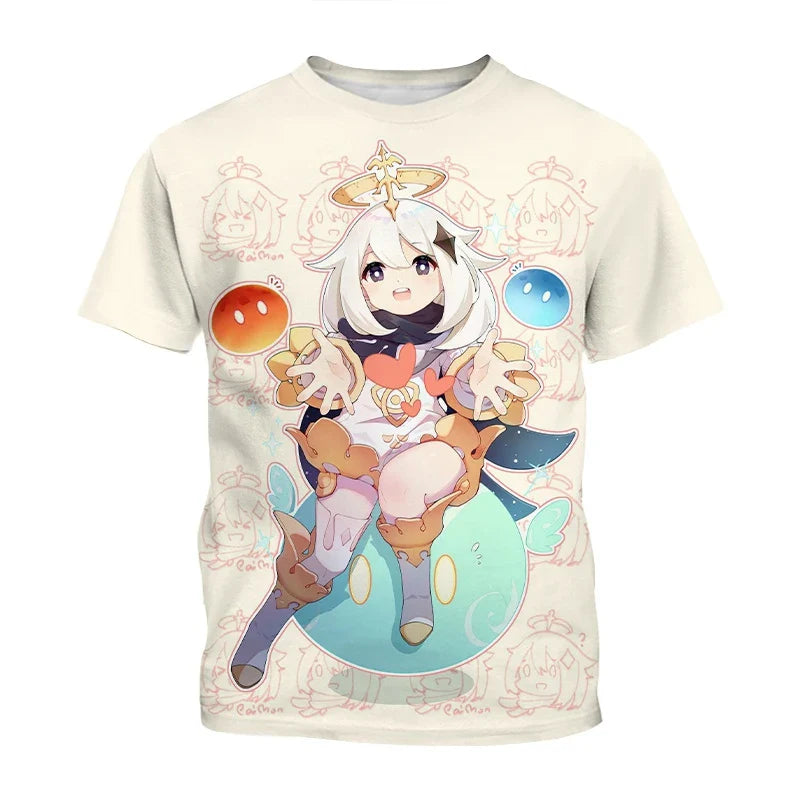 Summer, Genshin Impact game features handsome characters, 3D printed cool and stylish personalized T-shirts