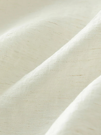 French Linen Beige Three-quarter Sleeve Elegant Summer Thin Shirts Loose Round Neck Pullover Blouses 24FS12211