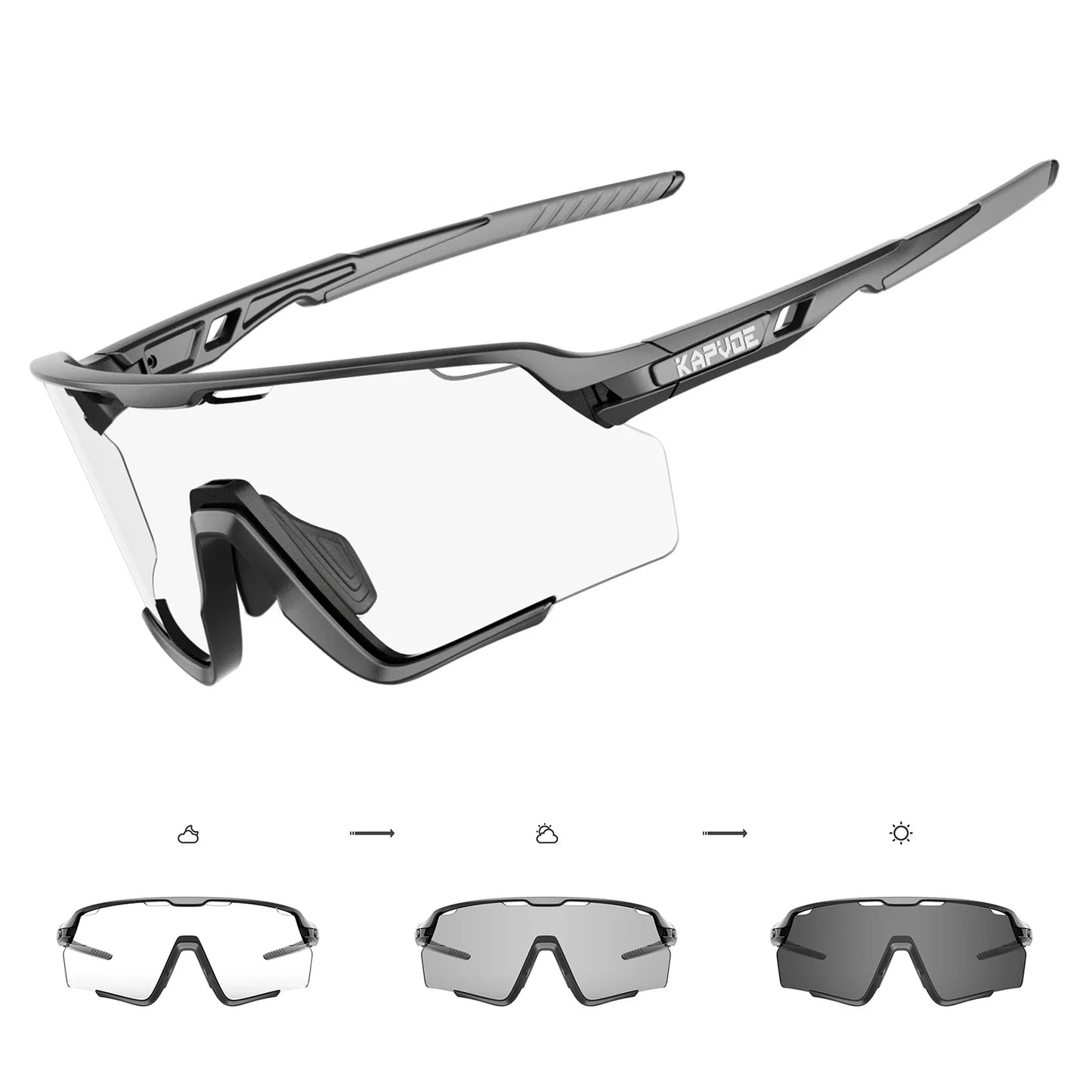 Photochromic Cycling Glasses Silver Lens Sunglasses Multi Color Men Women Bike Outdoor Eyewear Riding Driving Running