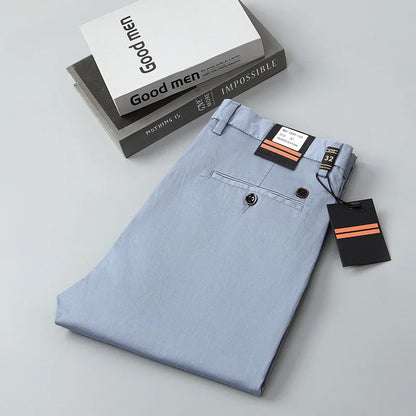 97% Cotton Straight Casual Pants Business formal Black Blue Stretch Mens Trousers Khaki Brown Mens Pants