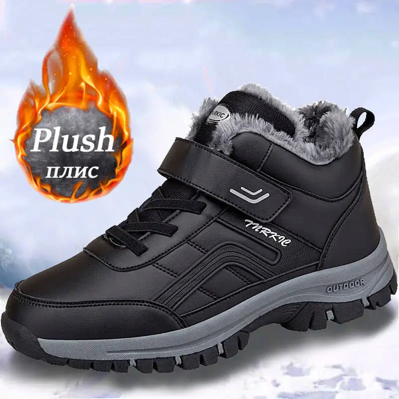 Winter Men Boots PU Leather Snow Boots Man Plush Warm Causal Shoe Waterproof Men Boots High Quality Male Sneakers Ankle Boots