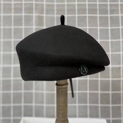 Classic Ladies Beret Hat Fancy Wool Felt Hat Warmer Winter Hat Cap White Black Women Fedora Hat Fascinator Pillbox Hat Formal