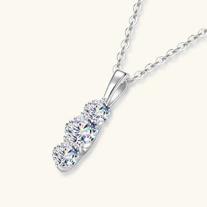 Certified D Color Three Stone Moissanite Pendant Necklace Collar Plata 925 Sterling Silver Necklaces for Women Jewelry