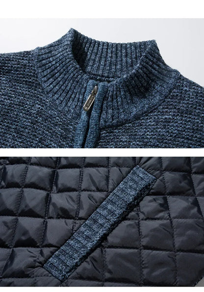 Autumn Winter New Men's Jacket Slim Fit Stand Collar Zipper Jacket Men Solid Thick Warm Jacket Men Sweater