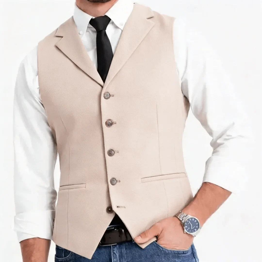 Men Vest White Double Button With Pocket Solid Waistcoat For Wedding Banquet Business Work Office Casual Daily Men Suit Vest