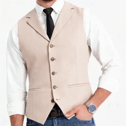 Men Vest White Double Button With Pocket Solid Waistcoat For Wedding Banquet Business Work Office Casual Daily Men Suit Vest