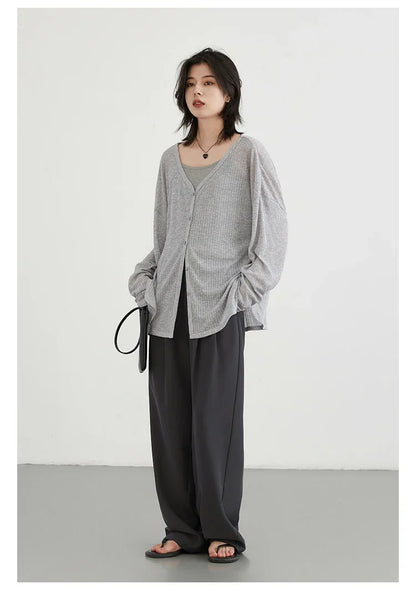 Women's Cardigan New V-neck Long Sleeved Female Shirt Female Jumpers Sun Protection Woman Top Spring Summer 2026