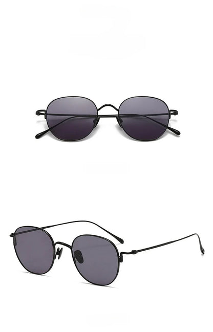 Pure Titanium Ultra Light  Round Women Sunglasses Fashion Outdoor Sports UV400 Men Sunglasses Can Be Paired Prescription Lenses