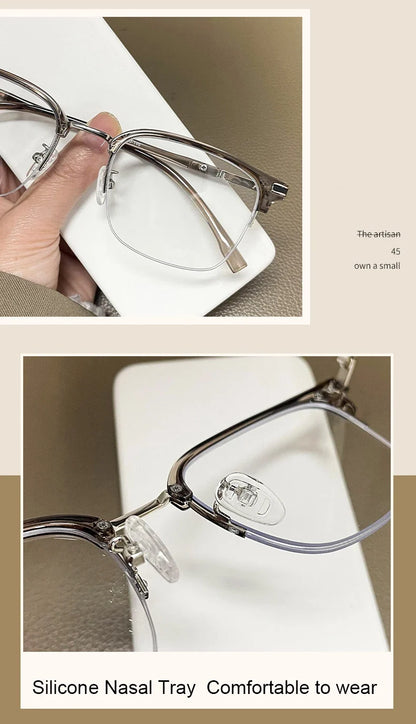 Men's Business Classic Half Frame Anti Blue Light Reading Glasses Myopia Hyperopia Customizable Prescription TR2242