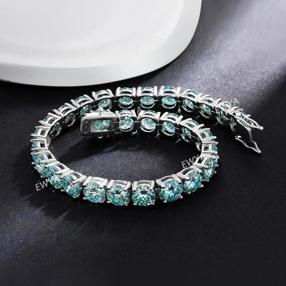 Luxury Real 3/4/5/6.5MM Full Champagne Blue Green Moissanite Tennis Bracelet for Men Women S925 All Red Diamond Bracelets