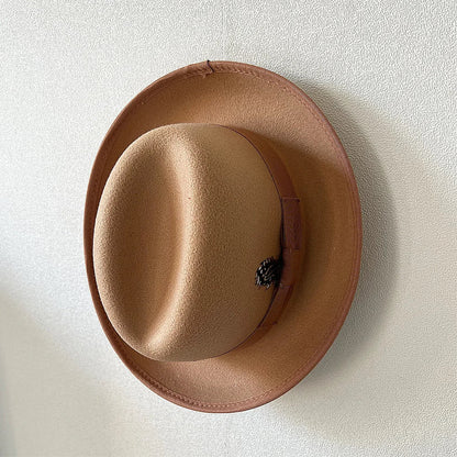 New British Style Wool Felt Fedora Hats for Men Roll Up Brim Homburg Gentleman Church Jazz Hat Party Dress Cap