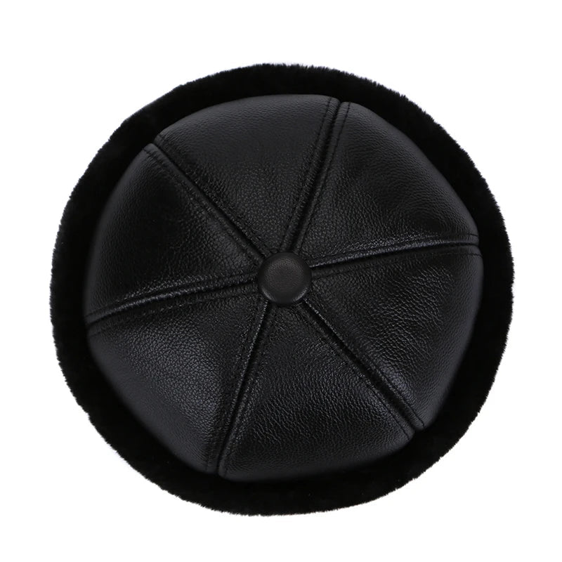 Brand New Style 2026 Retro Cowhide Bomber Hat Winter Keep Warm Caps Men Women Real Leather Cap Thick Velvet Dad Hat Leather Hat