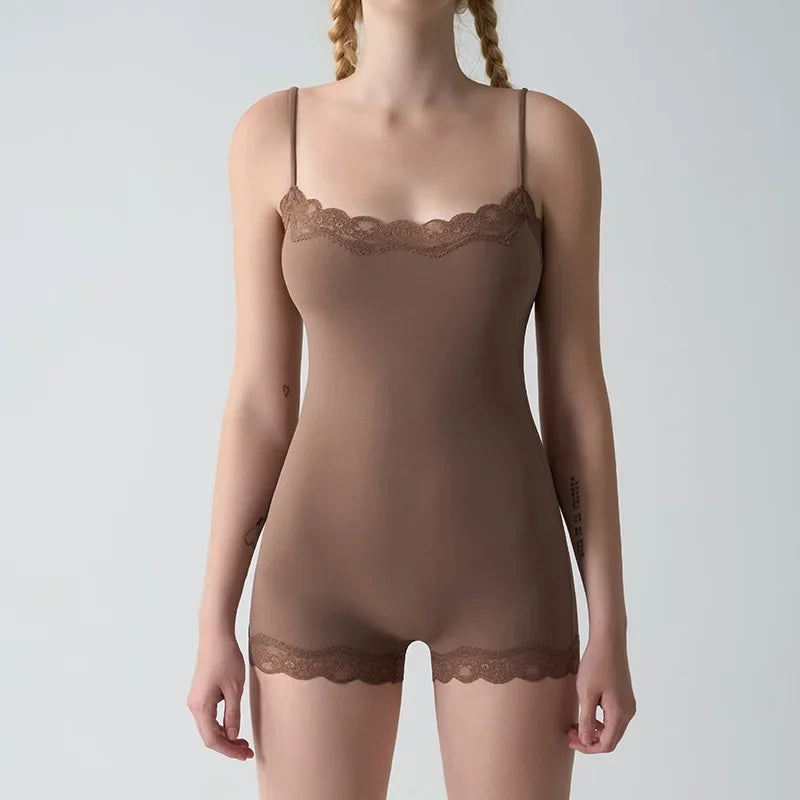 Lace Bodysuit for Women -Adjustable Straps Slim Fit Backless Jumpsuit, Breathable Lifting Seamless Underwear Sexy Lingerie
