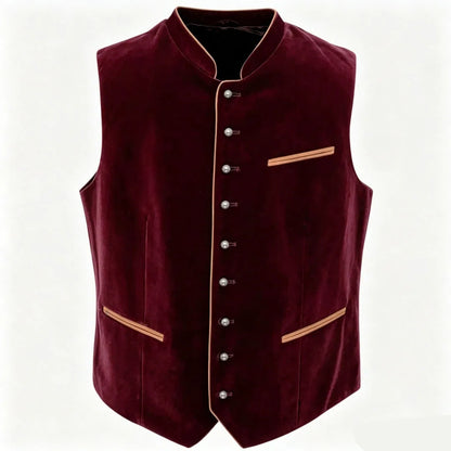 Men Vest Black Suede Velvet High Neck Single Breasted Waistcoat For Wedding Banquet Business Work Casual Daily Men Suit Vest