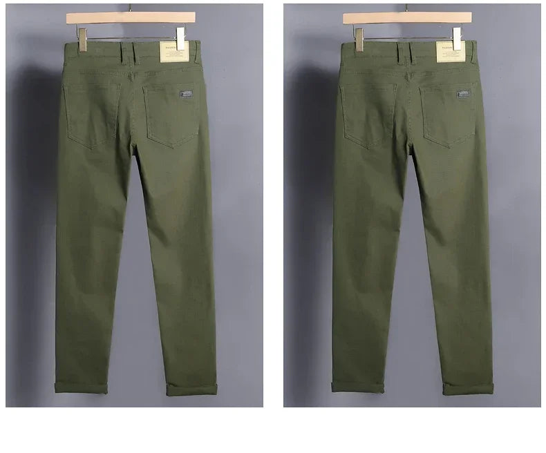Spring Autumn Fashion Brown Business Casual Stretch Denim Pants Male Brand Trousers Men's Clothing Slim Jeans Plus Size 28-44