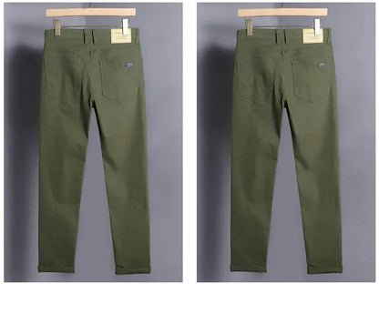 Spring Autumn Fashion Brown Business Casual Stretch Denim Pants Male Brand Trousers Men's Clothing Slim Jeans Plus Size 28-44