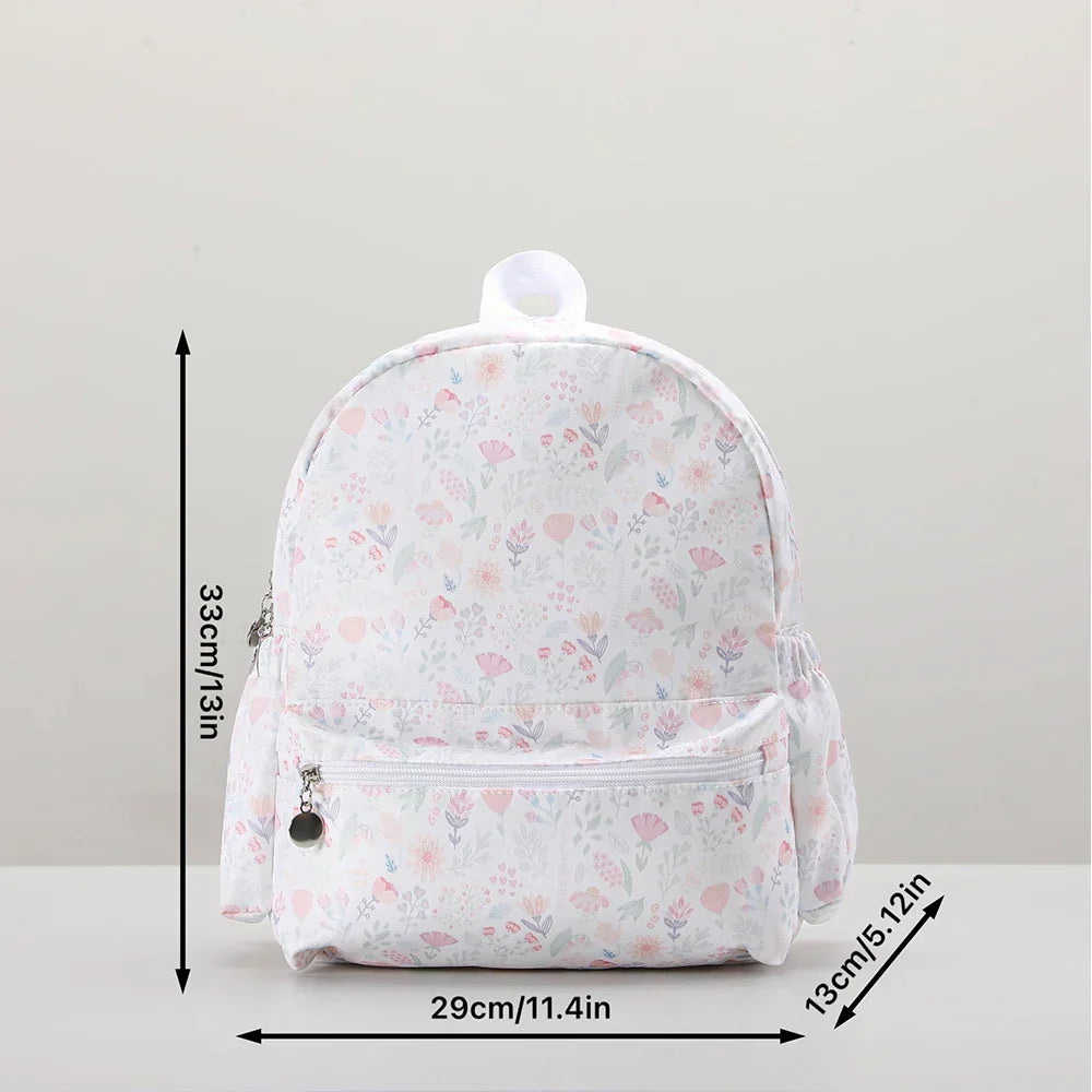 Plaid Backpack For Girls Boys Floral Waterproof Nylon Schoolbag Durable Lightweight Book Bag For Students