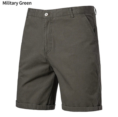 Classic Mens 100% Cotton Casual Shorts Khaki Grey Navy Black Knee Shorts American Style Streetwear Golf Shorts