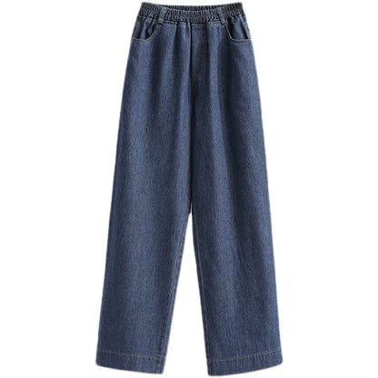 2026 Plus Size Jeans Spring Autumn High Waisted Straight Leg Women's Oversized Pants Loose Casual Wide Leg Jeans With Pockets
