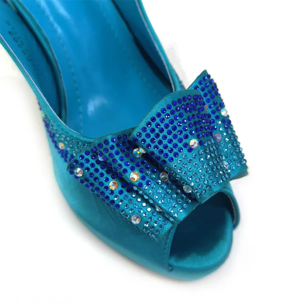 Women High Heels Sandals Printing Flower Material with Rhinestone Italian Design Coffee Color Open-Toed Shoes
