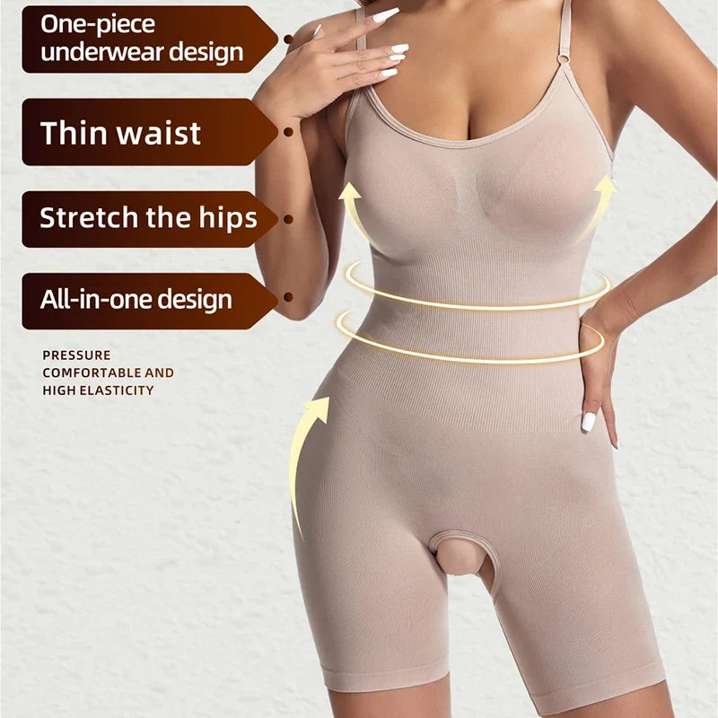 Bodysuit Shapewear Women Open Crotch Tummy Control Full Body Shaper Seamless Slimming Sheath Butt Lifter Abdomen Shapers Corset