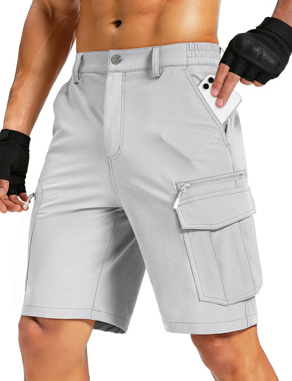 UPF 50+ Hiking Cargo Shorts with 7 Pockets Men 9" Quick Dry Lightweight Nylon Shorts Outdoor Work Shorts Fishing Casual